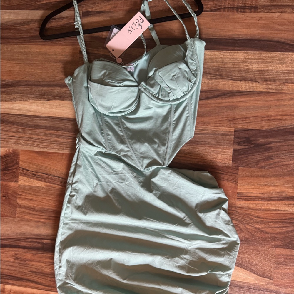 NWT Oh Polly Double Cup Corset Mini Dress in Teal